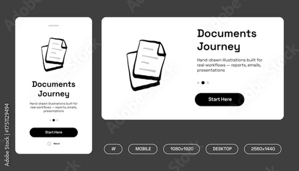 Obraz Hand-Drawn Document Icons for Digital Interface