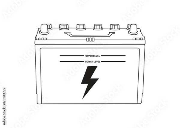 Fototapeta Car battery icon isolated on white background.
Hand-drawn sketch of a car battery, Battery icon vector illustration for website design.