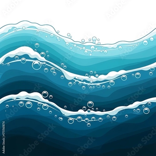 Obraz Dynamic Water Waves with Bubbles - A Refreshing Aquatic Illustration.