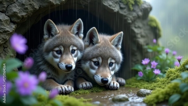 Obraz wolves in the garden