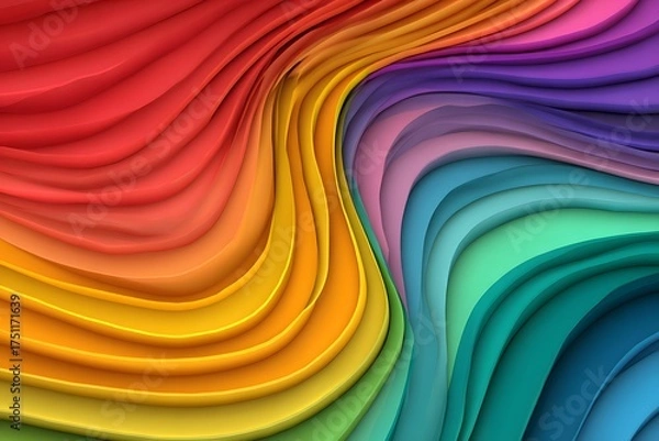 Fototapeta Vibrant abstract swirling waves of color flowing in a dynamic spectrum of hues