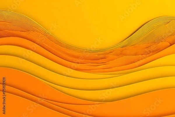 Fototapeta Vibrant abstract background featuring layered waves of warm orange and yellow hues creating depth and movement
