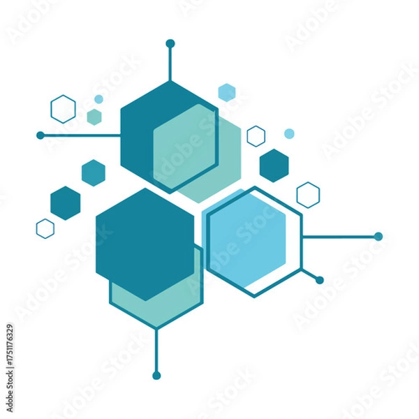 Fototapeta Hexagonal Network Design: Modern Symbol of Connectivity, Structure, and Technological Innovation in Digital Systems