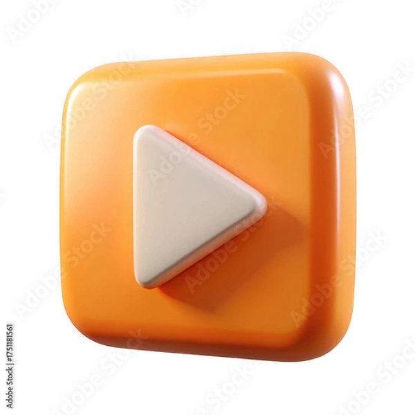 Fototapeta 3d play button icon isolated on transparent background