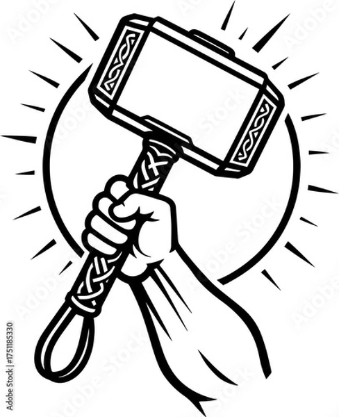 Fototapeta Mjolnir Scalable SVG Vector Graphic with Editable Paths and Layers for Web, UI Design, Digital Art, and Print Applications