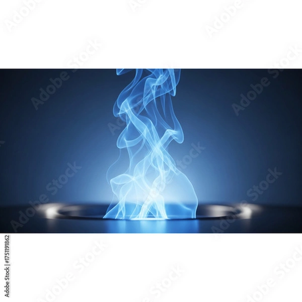 Fototapeta Abstract Blue Fire Flame With Smoke And Light On Dark Background