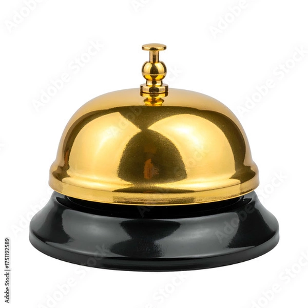 Obraz A golden service bell with a black base, isolated on a transparent background