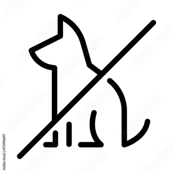 Fototapeta Outline icon showing a crossed dog, used for pet restrictions in public or private areas.