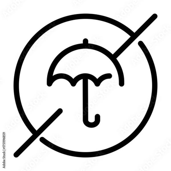 Fototapeta Line vector of a crossed umbrella, representing umbrella restriction area