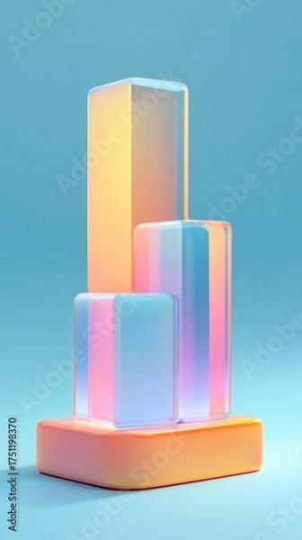 Fototapeta Abstract geometric shapes with colorful gradient lighting.