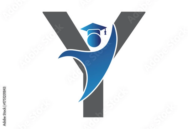 Fototapeta Graduation flat Icon human with latter Y design concept