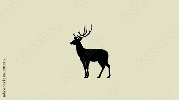 Obraz Silhouette of a majestic deer standing gracefully against a light background.