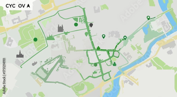 Fototapeta Urban Cycling Infrastructure Europe Vector Map 123
