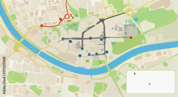 Fototapeta Urban Cycling Infrastructure Europe Vector Map
