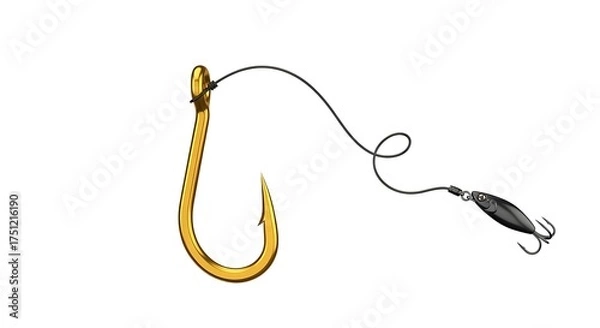 Obraz fishing hook on white background