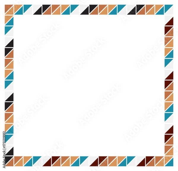 Fototapeta African triangles pattern frame border square. Empty space for text or picture.