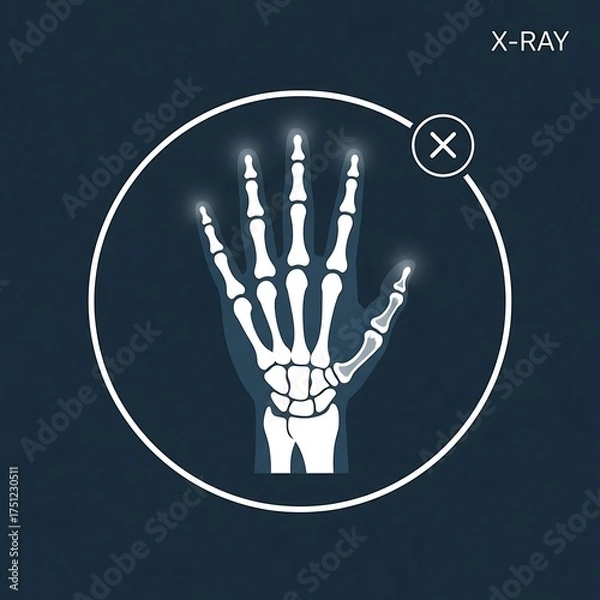 Fototapeta Hand X-Ray Illustration - Medical Imaging and Skeletal Anatomy.