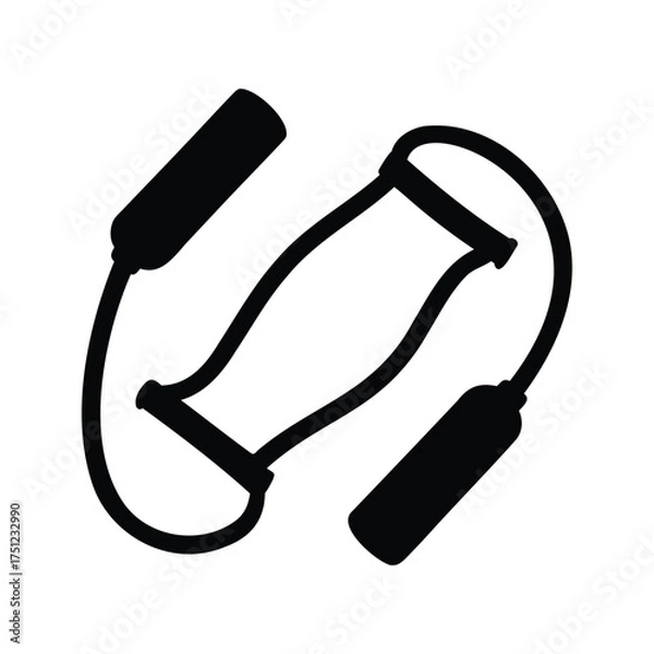 Fototapeta Black Silhouette of Resistance Band with Handles for Exercise and Fitness, resistance bands silhouette vector illustration