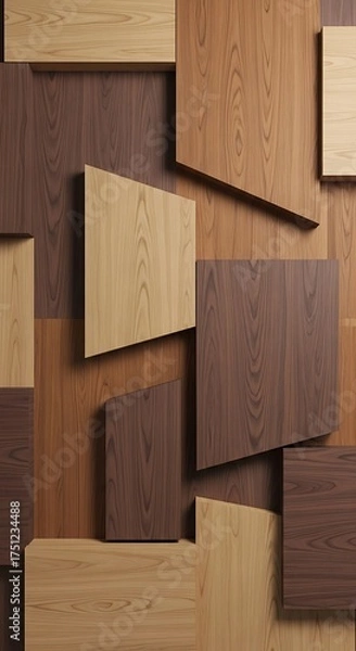Fototapeta Abstract Wood Panel Composition - A Study in Textures and Tones.