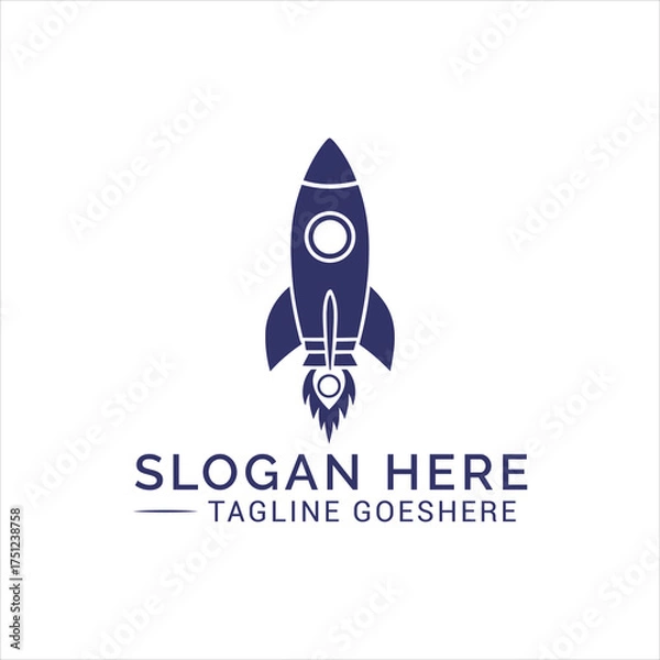 Obraz Dark blue rocket ascending with text space launch