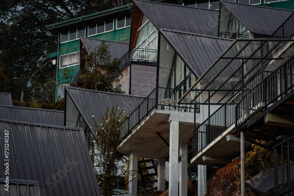Obraz Houses at The Waterfall Villas in Sri Lanka.