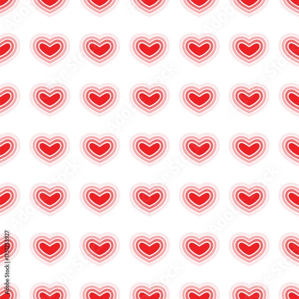 Obraz Red Heart Aura Seamless Pattern, White Background.