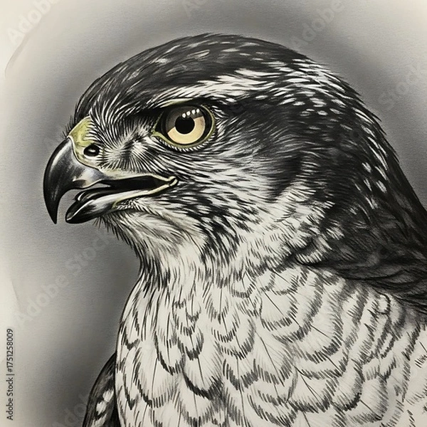 Obraz Detailed Portrait of a Majestic Hawk with Intense Gaze.