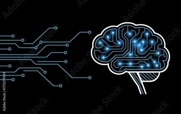 Fototapeta Digital Brain A Fusion of Artificial Intelligence and Human Thought in Technology