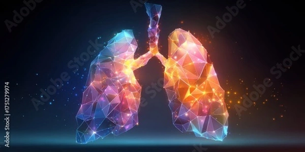 Fototapeta Colorful digital representation of human lungs showcasing intricate details and vibrant patterns