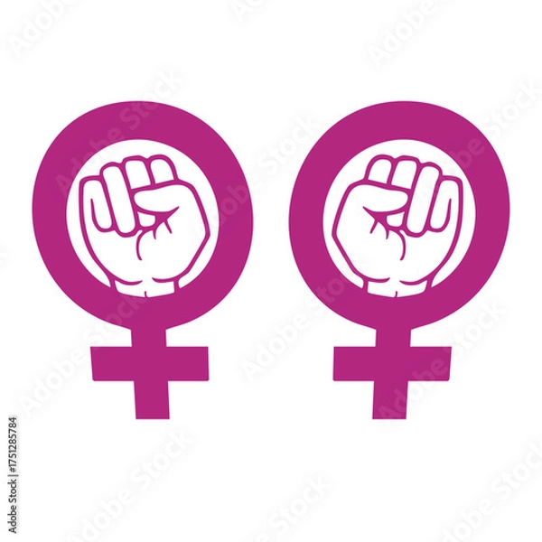 Fototapeta Feminist Skull Symbol Raised Fists Empowerment