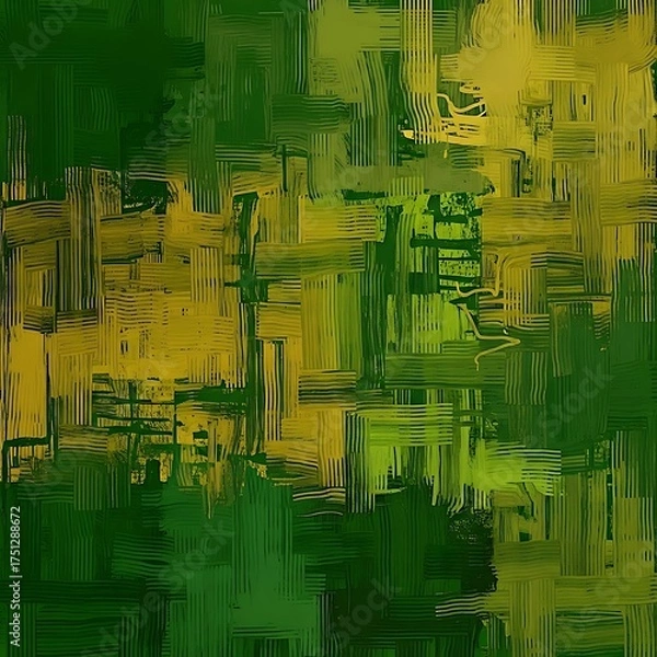 Obraz Abstract Green and Yellow Brushstroke Composition.