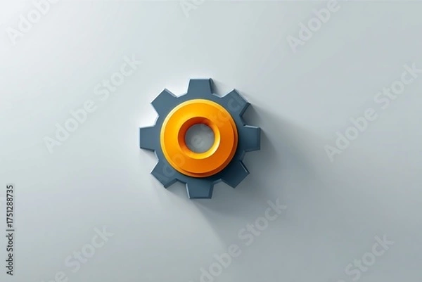 Fototapeta Abstract 3D rendering of a gear, representing mechanism and workflow.