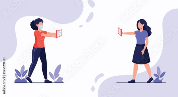 Fototapeta Maintaining physical distance and wearing masks is important for health.