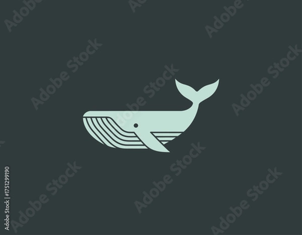 Fototapeta This image depicts a stylized whale surrounded by waves, showcasing the beauty and grace of marine life with a soothing color palette that evokes tranquility and serenity.