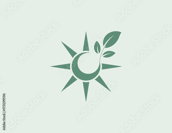 Fototapeta A visual representation combining leaves and a compass, symbolizing eco-friendliness and direction in sustainability, ideal for nature-inspired brands.