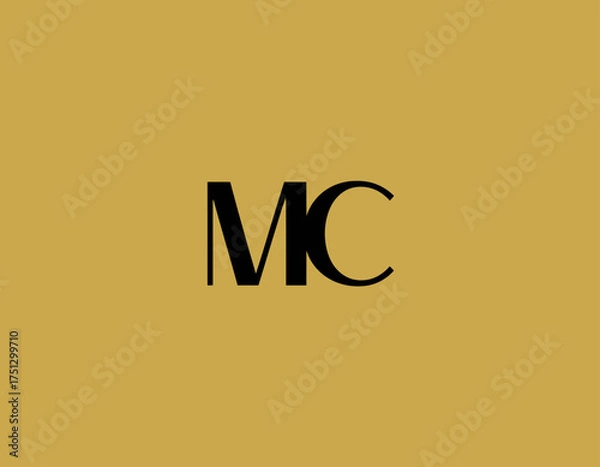Fototapeta This luxurious monogram features the letters MC in an elegant font on a rich yellow background, representing sophistication and exclusivity in branding and identity.