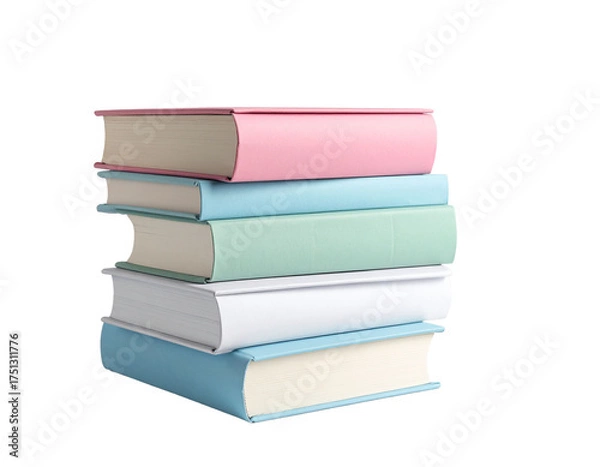 Fototapeta Stack of colorful books on white background for education and learning concept