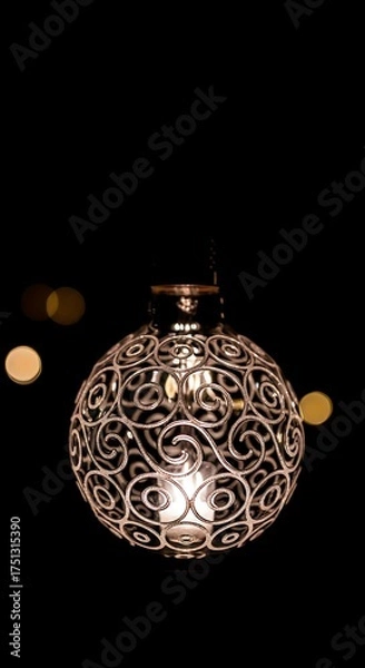 Fototapeta Ornate Metal Lantern Illuminating the Darkness with Intricate Design.