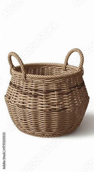 Obraz Woven Wicker Basket with Handles for Storage and Organization.