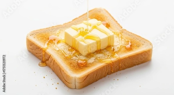 Obraz Delicious Golden Toast With Melting Butter And Honey Drizzled