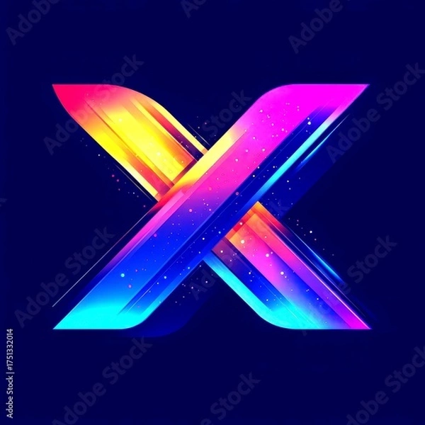Fototapeta Vibrant abstract design featuring a colorful letter X with dynamic gradients and a cosmic backdrop - High Contrast