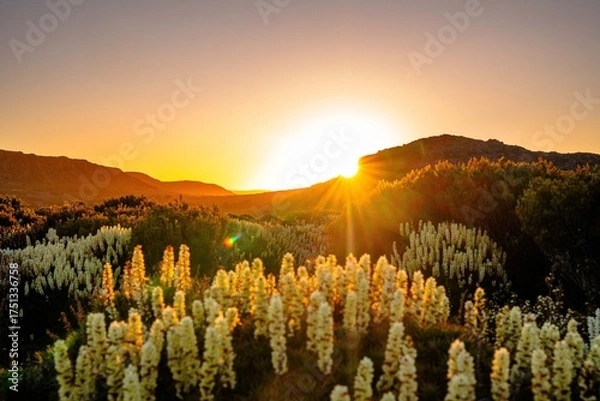 Fototapeta sunset in the mountains