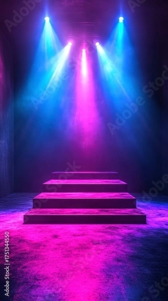 Fototapeta stage lights illuminate a stunning performance platform in a concert hall during a musical event