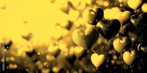 Fototapeta heart-shaped balloons float gracefully at a romantic celebration in a joyful atmosphere during the afternoon