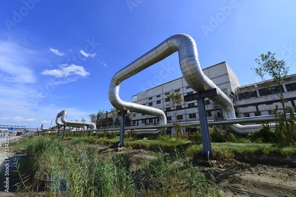 Fototapeta The pipe and valve oil fields