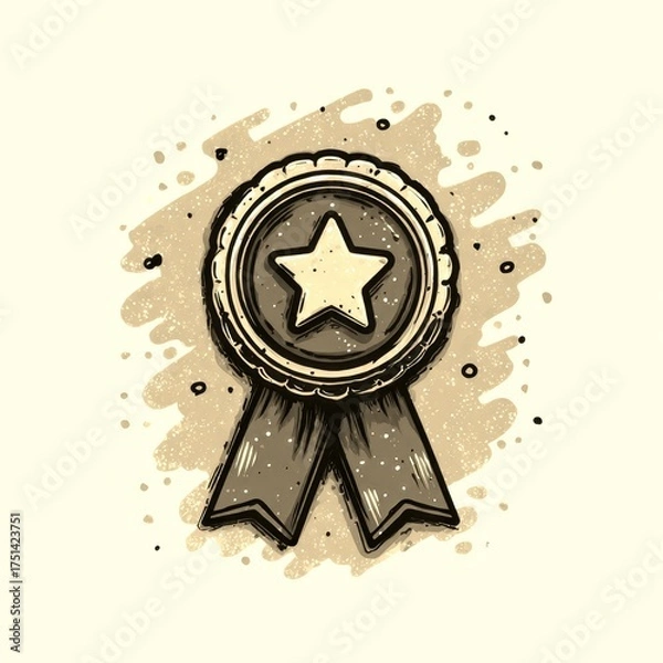 Fototapeta award ribbon design featuring a star in the center with a backdrop