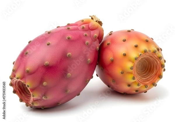 Fototapeta two pieces of prickly pear isolated on white bckground