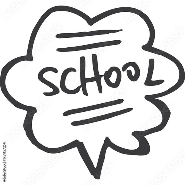 Fototapeta Hand Drawn Doodle Speech Bubble With The Word School Written Inside On A Transparent Background