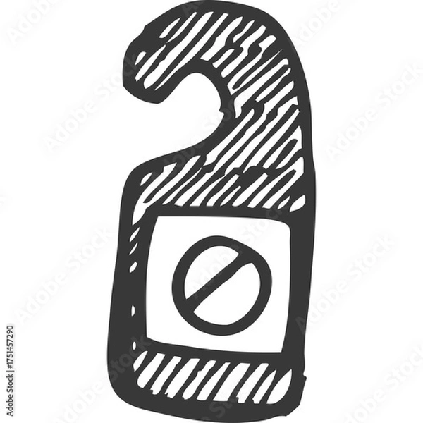 Fototapeta Hand Drawn Door Hanger Icon With No Entry Symbol Black And White Sketch Style Transparent Background