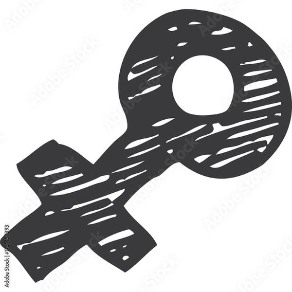 Fototapeta Hand Drawn Female Symbol Icon in Dark Gray Sketch Style on Transparent Background symbolizing Femininity and Womanhood